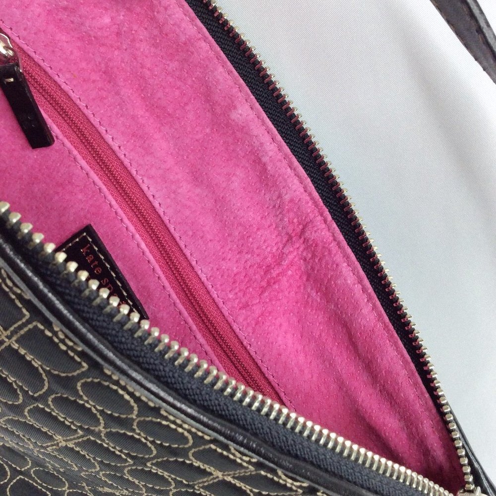 Kate Spade New York‎ Quilted Shoulder Bag Purse Black Pink Suede Lining - Picture 9 of 10
